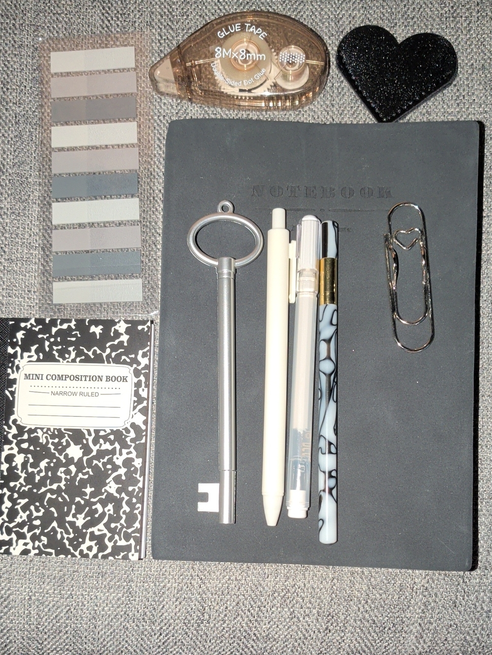 Minimal Black Notebook Set with Gray and Silver Accessories